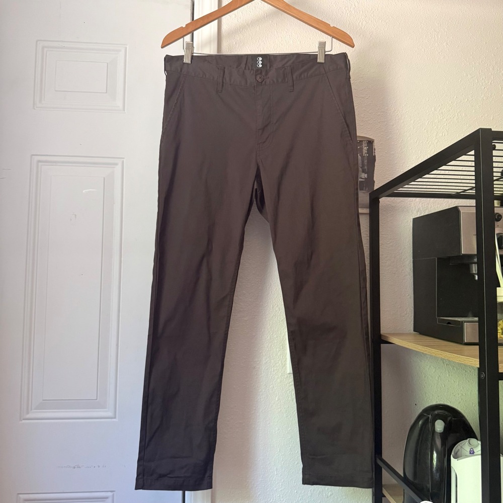 321 brown men's cotton slim skinny straight leg cropped pants